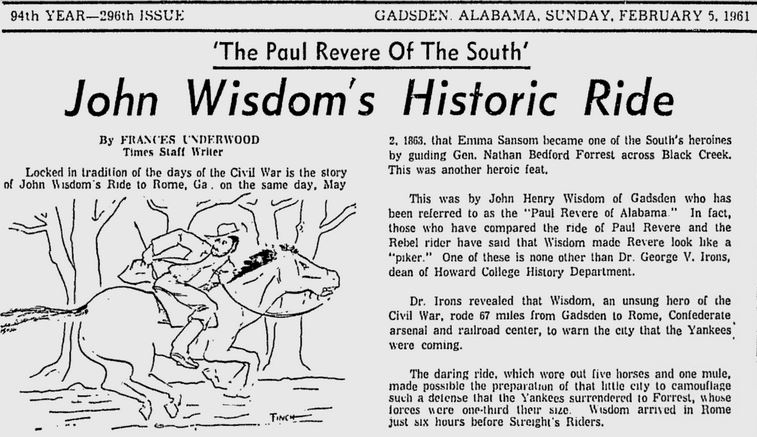 "The Paul Revere of the South: John Wisdom's Historic Ride"